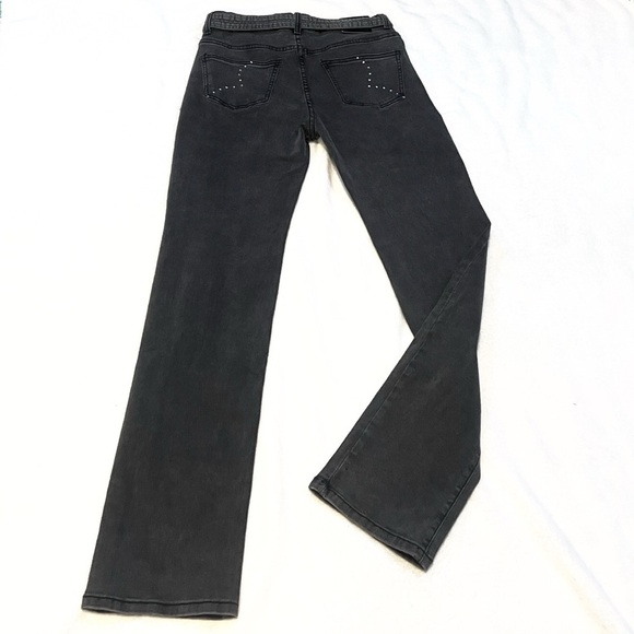 NWT Bebe Charcoal Straight Leg High Rise Rhinestone Accent Jeans Stretchy Gray - Picture 3 of 9